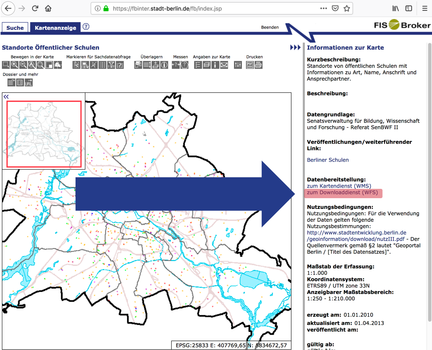 Datensatz im FIS-Broker